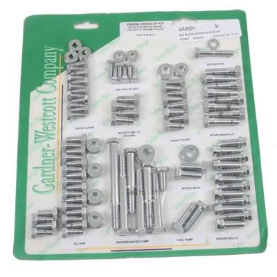 Engine Accessory Bolts, Dress Up, Hex Head, Stainless Steel, Polished, Chrysler, Dodge, Small Block, Kit