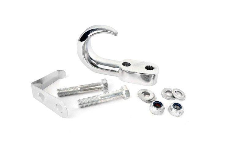 Chrome Tow Hook with Retainer Clip
