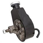 Power Steering Pump, Saginaw P Series, Attached Reservoir, Keyway Pulley Style, Black Powdercoated,