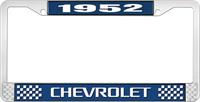 1952 CHEVROLET BLUE AND CHROME LICENSE PLATE FRAME WITH WHITE LETTERING