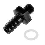 Fitting, Adapter, Metric to Hose Barb, Straight, Aluminum, Black Anodized, 10mm x 1.0, 3/8"