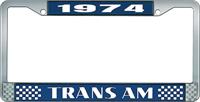 1974 Trans Am Style #2 License Plate Frame  Blue and Chrome with  White Lettering