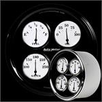 Oilpressure / Water Temperature / Volt / Fuel Level Gauge 127mm Old Tyme White 2 Electric