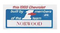 69 #1 Team Norwood Decal