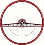 red steering wheel with horn ring