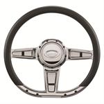 Steering Wheel, Half-Wrap, Camber, Aluminum, Polished, 3-Spoke, 14"
